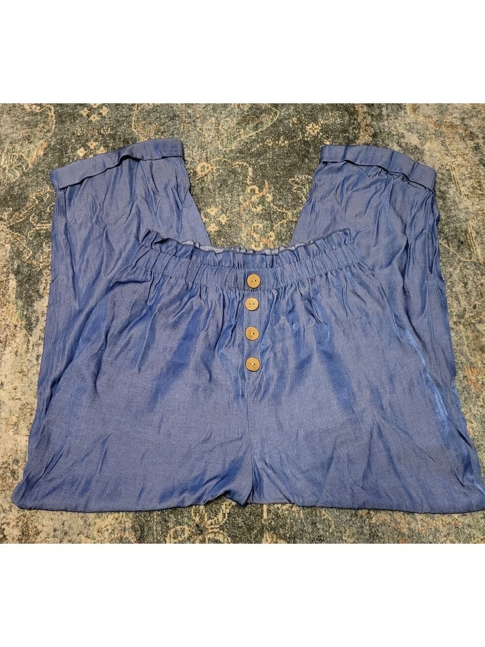 Emery Rose Size L Blue Button-Front Pants
